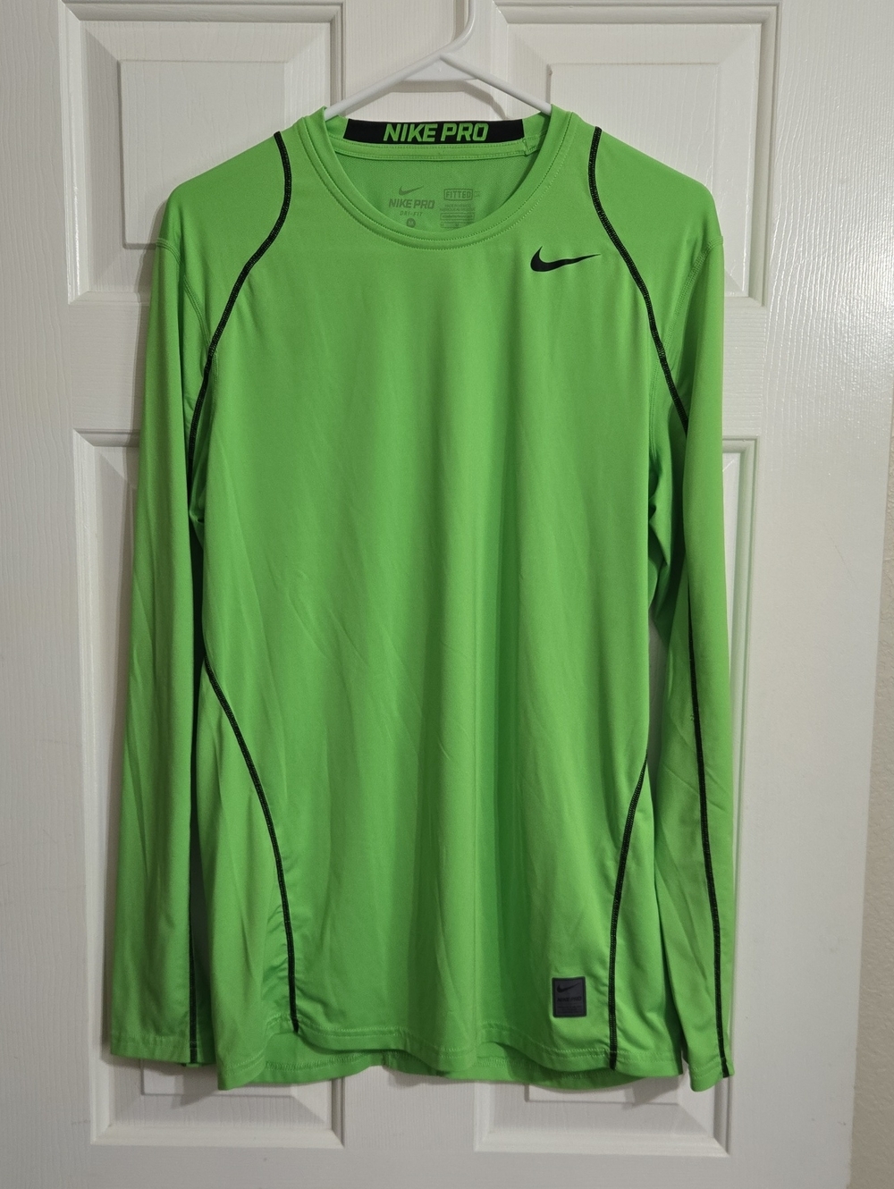 Nike Men's Long-Sleeve Performance Shirt - Neon Green with Black Trim